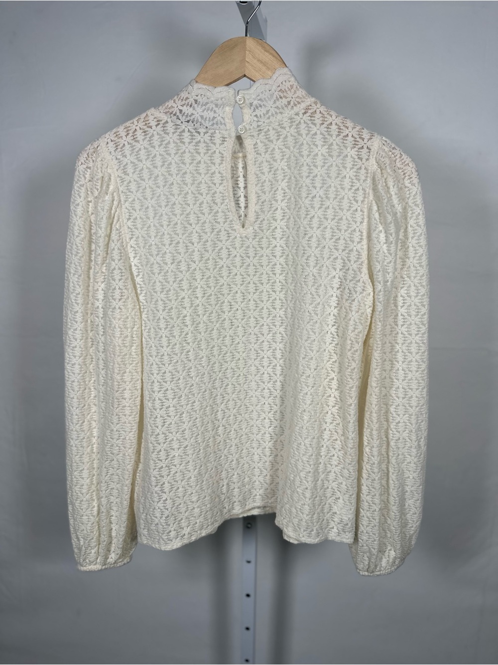 LOFT Ivory Lace Mock-Neck Blouse - Picture 3 of 7